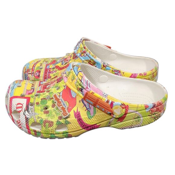 DISNEY CROCS WOMENS 9 MENS 7 MAGIC KINGDOM MAP W/ CHARMS STATEMENT COLORFUL FUN - Picture 5 of 10